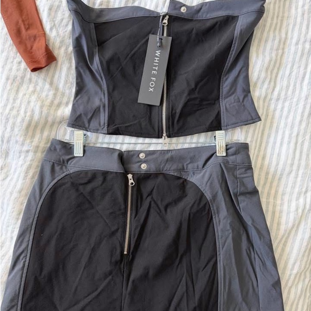 White Fox Boutique Gray Skirt Set